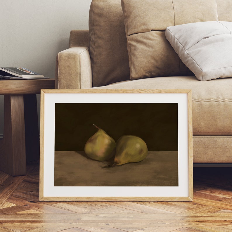 Vintage Still Life Print Antique Painting Vintage Oil Painting Fruit Print Kitchen Art Print Pear Painting image 4