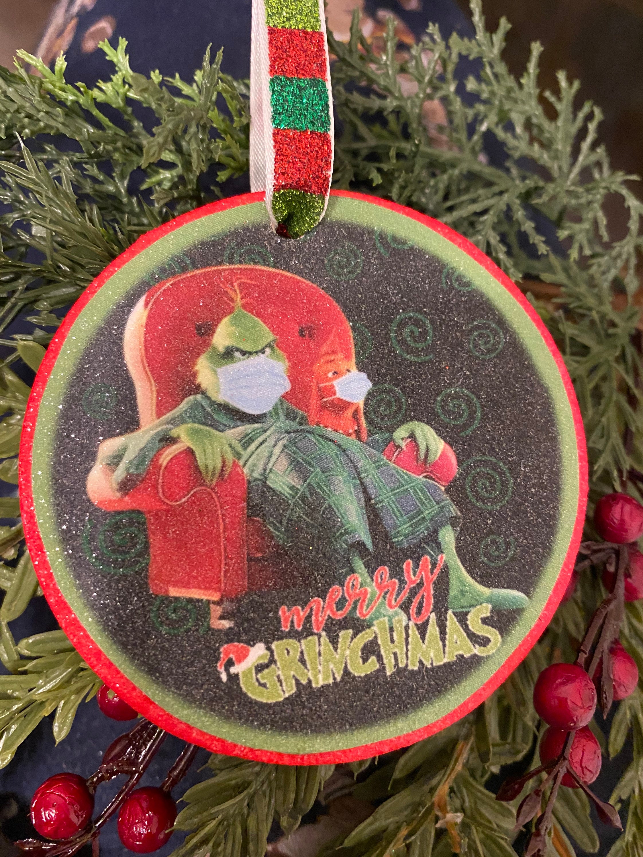 Grinch Covid Christmas Ornament Personalization Option