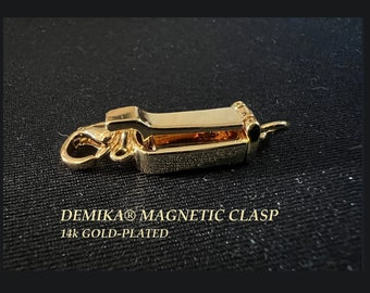 Magnetic Clasp. DEMIKA® 14k GP or SS Heavy Duty Safety Catch, Fold-Over Clasp Converter, Sterling Silver Plated or 14k Yellow Gold Plated