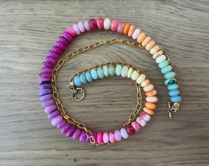 Turquoise Raspberry GP Chain, Raspberry to Turquoise Rainbow Opal Artisan Statement ...