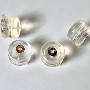 14K Mushroom Silicone Strong Grip Comfort Replacement Earring Backs, Yellow or White Gold, Sold as a Pair, Strong Hold