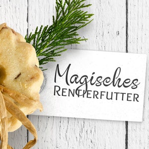 Magisches Rentierfutter Holzstempel für Weihnachtsgeschenke, Anhänger, Weihnachtsstempel, Textstempel