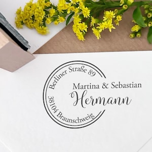 Personalisierter Adressstempel mit offenem Kreis – auch perfekt für Hebammen, modern und zeitlos, ADREST
