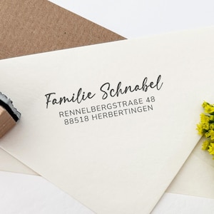 Adressstempel personalisiert, selbstfärbender Stempel oder Holzstempel, Schreibschrift, Familienstempel, Geschenk, ADREST