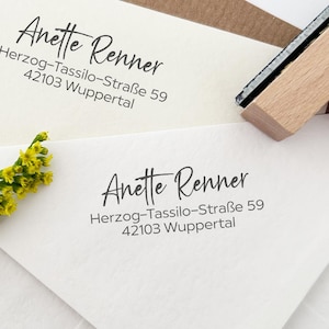 Adressstempel, selbstfärbender Stempel oder Holzstempel, personalisiert, natürliche Schrift, Schreibschrift, Stempel mit Adresse, ADREST