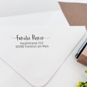 Adressstempel personalisiert, selbstfärbender Stempel,Holzstempel oder digitaler Stempel, Familienstempel, Schnörkel,ADREST