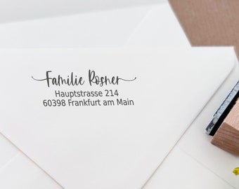 Personalized address stamp, self-inking stamp, wooden stamp or digital stamp, family stamp, flourish, ADREST