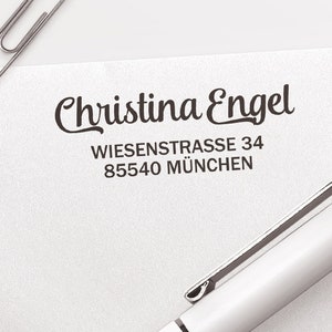Adressstempel, Holzstempel oder selbstfärbender Stempel, personalisierbar, kundenspezifisch, individuell, Stempel mit Adresse, ADREST