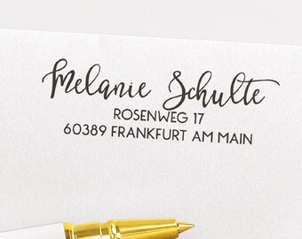 Adressstempel, selbstfärbender Stempel oder Holzstempel, personalisiert, kundenspezifisch, individuell, Stempel mit Adresse, ADREST