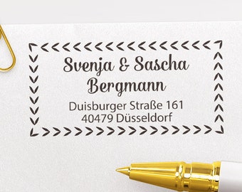 Adressstempel mit  Rahmen, selbstfärbender Stempel oder Holzstempel, Absender Stempel, Adressenstempel, Hochzeit, ADREST