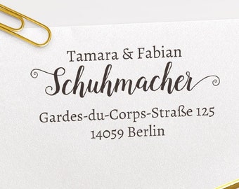 Edler Adressstempel, selbstfärbender Stempel oder Holzstempel, Absender Stempel, personalisiert, Adressenstempel, Hochzeit, ADREST