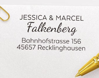 Edler Adressstempel, selbstfärbender Stempel oder Holzstempel, Absender Stempel, personalisiert, Adressenstempel, Hochzeit, ADREST