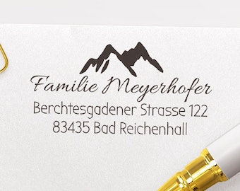 Berge Adressstempel, selbstfärbender Stempel oder Holzstempel, Adressenstempel, personalisiert, Absenderstempel,  ADREST