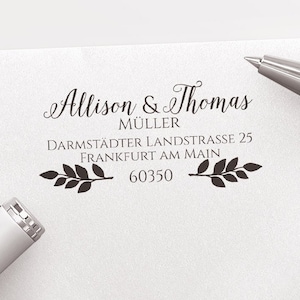Adressstempel, selbstfärbender Stempel oder Holzstempel, Absender Stempel, personalisiert, Adressenstempel, Hochzeit, Zweige, ADREST