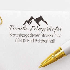 Berge Adressstempel, selbstfärbender Stempel oder Holzstempel, Adressenstempel, personalisiert, Absenderstempel,  ADREST