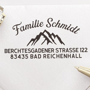 Adressstempel Berge, selbstfärbender Stempel oder Holzstempel, Adressenstempel, personalisiert, Absenderstempel,  ADREST