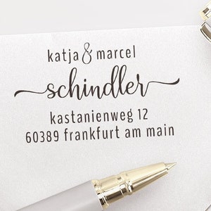 Adressstempel, selbstfärbender Stempel oder Holzstempel, Absender, personalisiert, Schreibschrift, Adressenstempel, Kalligraphie, ADREST