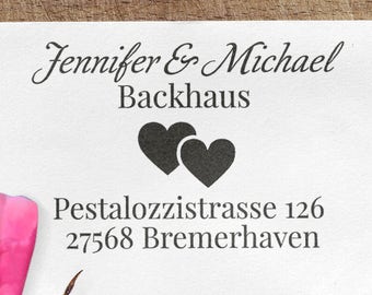 Adressstempel, Holzstempel, Hochzeitsstempel, 60x40mm, personalisierbar, rechteckiger Stempel, Stempel für Briefumschläge, ADREST, STSM2