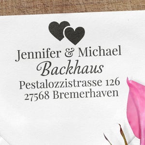 Adressstempel, Holzstempel, Hochzeitsstempel, 60x40mm, personalisierbar, rechteckiger Stempel, Stempel für Briefumschläge, ADREST, STSM2