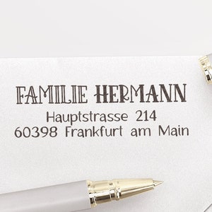 Adressstempel, Automatikstempel oder Holzstempel, Familienstempel, personalisiert, Outline-Schrift, Adressenstempel, ADREST