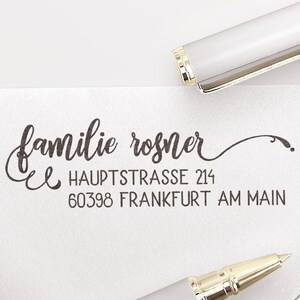 Adressstempel, Automatikstempel o. Holzstempel, Familienstempel,personalisiert, Schreibschrift, Adressenstempel, Ornament, ADREST