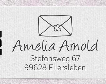 Address stamp envelope for children, wooden stamp or self-inking stamp, gift idea, birthday, school enrollment, children's stamp, KSTADR