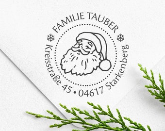 Adressstempel, selbstfärbender Stempel oder Holzstempel, Absender, personalisiert, Weihnachtsstempel, Weihnachtsmann, Nikolaus, ADREST