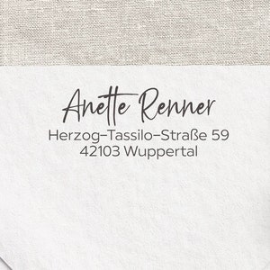 Adressstempel, selbstfärbender Stempel oder Holzstempel, personalisiert, natürliche Schrift, Schreibschrift, Stempel mit Adresse, ADREST Bild 1