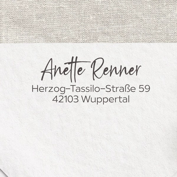 Adressstempel, selbstfärbender Stempel oder Holzstempel, personalisiert, natürliche Schrift, Schreibschrift, Stempel mit Adresse, ADREST