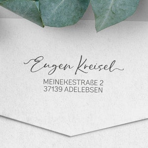 Adressstempel, selbstfärbender Stempel oder Holzstempel, personalisiert, feminine romantische Schreibschrift, Stempel mit Adresse, ADREST