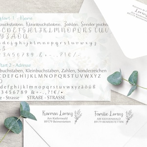 Adressstempel, selbstfärbender Stempel oder Holzstempel, personalisiert, Blumenstrauss, Schreibschrift, Familienstempel mit Adresse, ADREST Bild 2