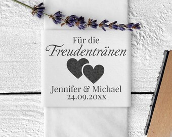 Für die Freudentränen Stempel, Hochzeitsstempel, Holzstempel, 50x40mm, personalisierbar, Stempel für Taschentücher, FS-022