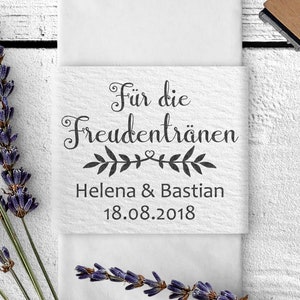 Für die Freudentränen Hochzeitsstempel, Holzstempel, 50x40mm, personalisiert, individuell, Zweige, Blätter, FS-020