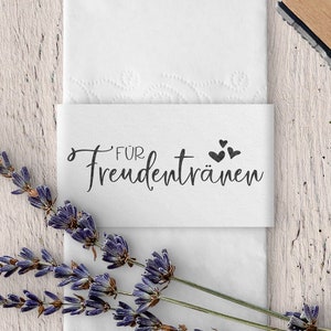 Für Freudentränen Stempel, Hochzeitsstempel, Holzstempel, 50x15mm, Schreibschrift, Herzen, FS-009