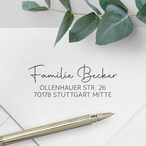 Adressstempel, personalisiert, Automatikstempel o. Holzstempel, Designauswahl, Familienstempel, Schreibschrift, Adressenstempel,ADREST Bild 3