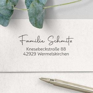 Adressstempel, personalisiert, Automatikstempel o. Holzstempel, Designauswahl, Familienstempel, Schreibschrift, Adressenstempel,ADREST M221