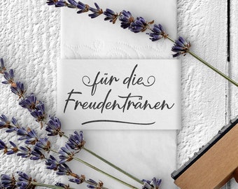 Stempel für die Freudentränen, Hochzeitsstempel, Holzstempel, 50x30mm, Schreibschrift, Schnörkel, FS-007