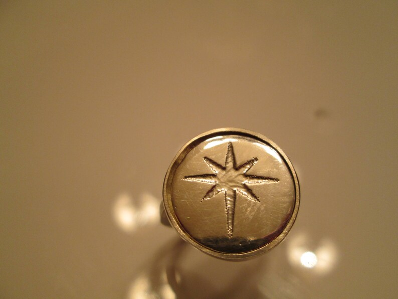 Star Of Bethlehem Sterling Silver Ring With Hammered Square Etsy