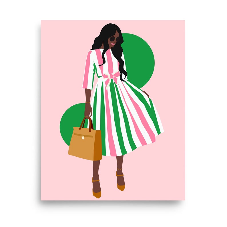 Pink and Green Art Work Pink Wall Art Quality Print Etsy