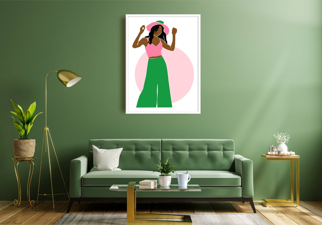 Pink and Green Art Work Pink Wall Art Quality Print Happy Etsy
