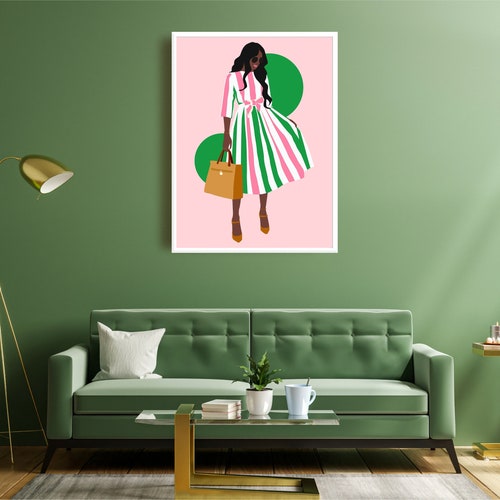 Pink and Green Art Pink Abstract Wall Art Quality Art Print. Etsy