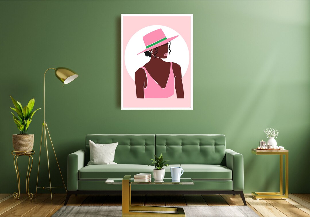 Pink and Green Art Work, Pink Wall Art, Quality Art Work, Pretty Wall