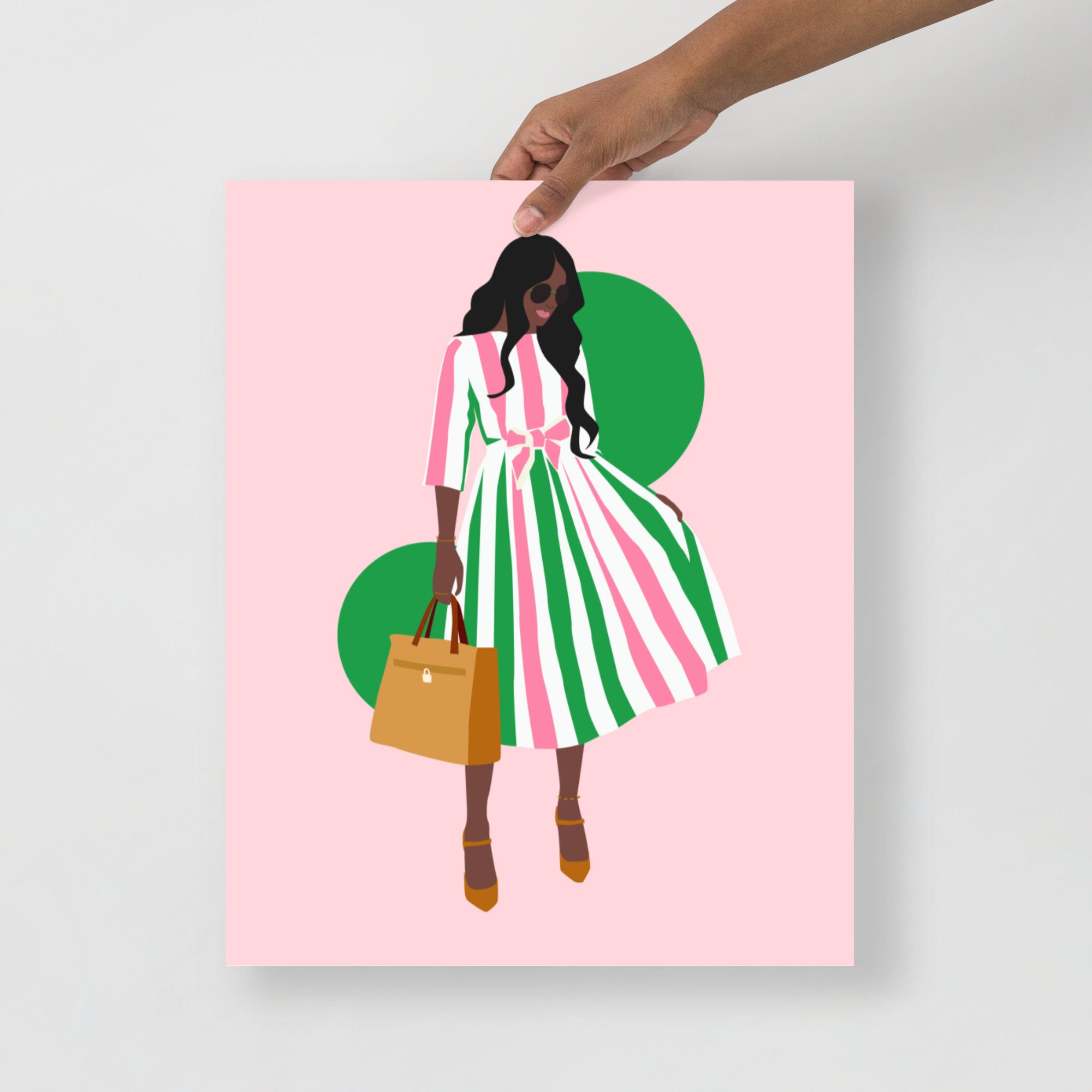 Pink and Green Art Work, Pink Wall Art, Quality Print, Fashionably Pink ...