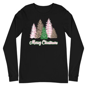 Pink and Green Long Sleeve Merry Christmas Shirt