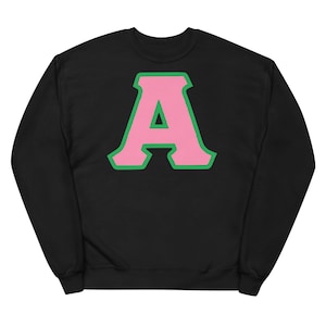Pink and Green Letter A fleece sweatshirt