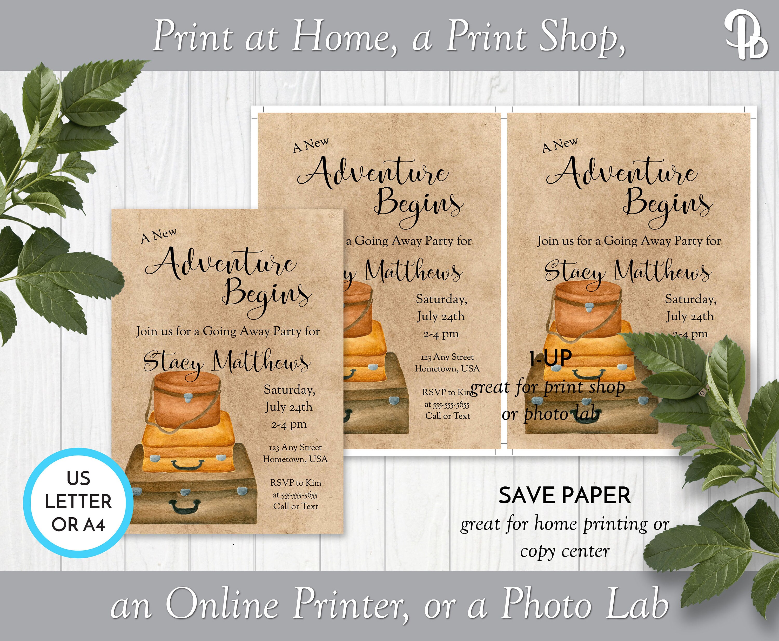 Luggage Going Away Party Invitation, Moving Party Invitation, Bon ...