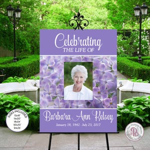 Lilac Funeral Welcome Sign, Celebrating the Life of Sign, Printable Funeral Sign, Edit Instant Download Sign, ZFWS 21027