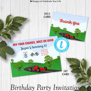 Rev Your Engine Party Invitation, Race on Over Birthday Invitation Template, Race Car Birthday Party Invite, Edit in Templett, ZBD 13028