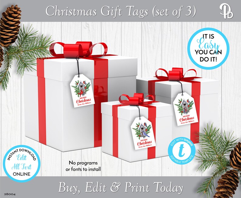 Christmas Birdhouse Gift Tags Template Holiday Ornament Gift Etsy