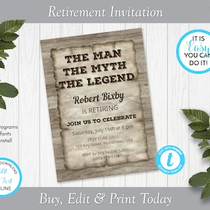 Wanted Poster Retirement Party Invitation, Retirement Celebration Invite, Edit in Templett, ZRT 24019